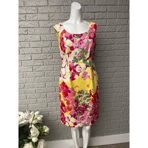 Adrianna Papell Women Multicolored Floral Sleeveless Sheath Dress Size 8 NWT